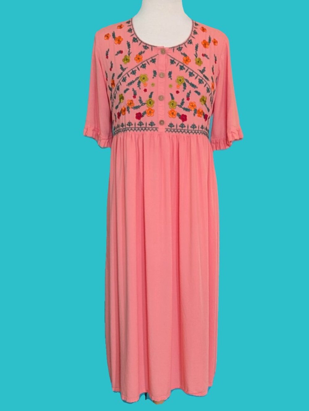 Kimayra Empire Waist Embroidered Dress Size XL